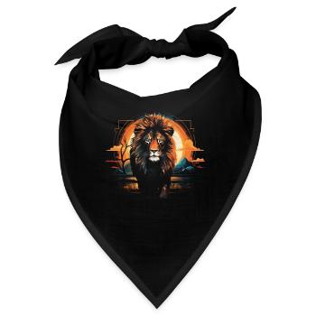Löwe Savanne Natur Gemälde Tierreich Wildnis - Bandana - Schwarz - Vorne