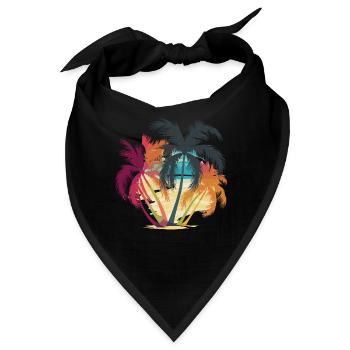 Coole Palme Tropische Strand-Vibes für - Bandana - Schwarz - Vorne