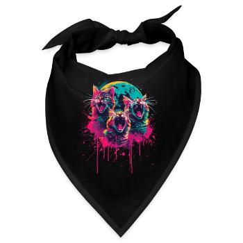 Bezaubernde Katzen mit Mond für alle - Bandana - Schwarz - Vorne