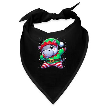Weihnachten Hippo Elf Funny Hippo Lover - Bandana - Schwarz - Vorne