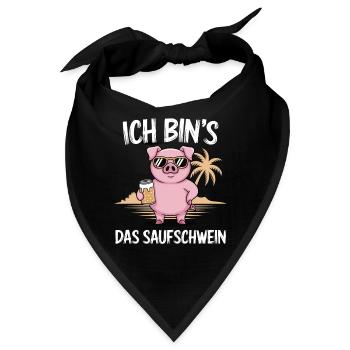 Ich bins der Saufschwein Saufen Bier Alkohol Party - Bandana - Schwarz - Vorne