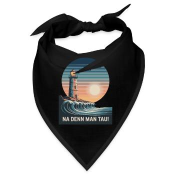 Na Denn Man Tau - Leuchtturm Und Welle Im - Bandana - Schwarz - Vorne