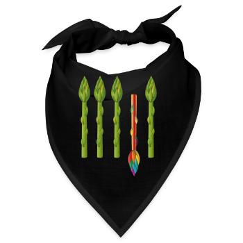 Vier grüne Spargel und ein bunter Spargel - Bandana - Schwarz - Vorne