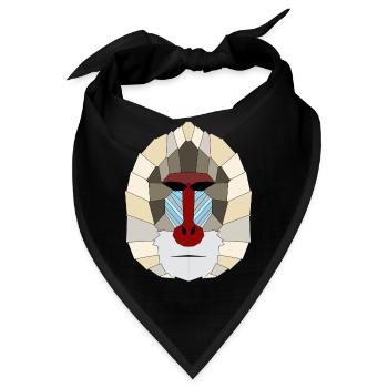 Mandrill geometrisch - Bandana - Schwarz - Vorne