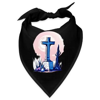 Kreuz auf einem Grab - Bandana - Schwarz - Vorne