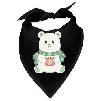 Süßer Eisbär in Weihnachtsstimmung - Bandana - Schwarz - Vorne