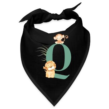 Buchstabe Q Grüne Dschungeltiere - Bandana - Schwarz - Vorne