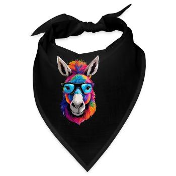 Esel,graffiti ,malerei , bunt,Nerd - Bandana - Schwarz - Vorne