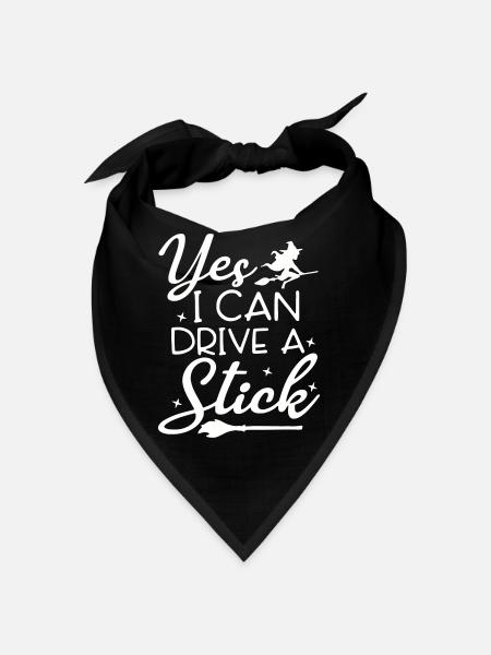 Whimsical Witch Riding Broom Illustration - Bandana - black - Front