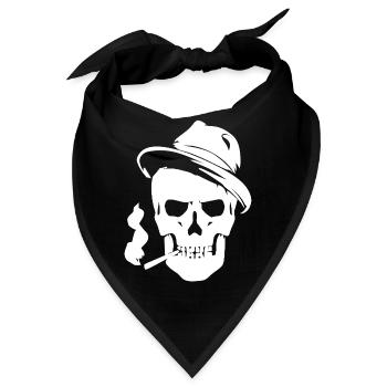 Vintage Totenkopf mit Fedora und Rauch - Bandana - Schwarz - Vorne