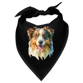 Australian Shepherd - Cooles Low Poly Logo - Bandana - Schwarz - Vorne