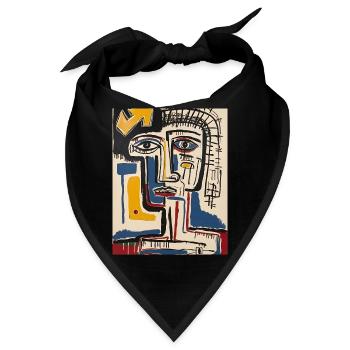 Kubistisches farbenfrohes abstraktes Porträt - Bandana - Schwarz - Vorne