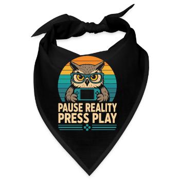 Pause Reality Press Play Gamer Eule - Bandana - Schwarz - Vorne
