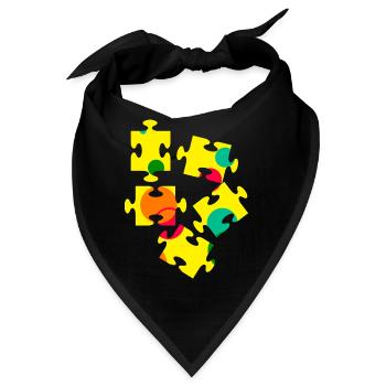 Bunte Puzzleteil Collage - Bandana - Schwarz - Vorne