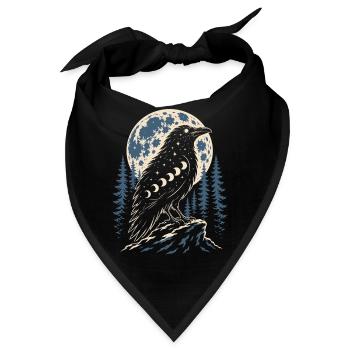 Nordischer Rabe mit Mondphasen Symbol - Bandana - Schwarz - Vorne