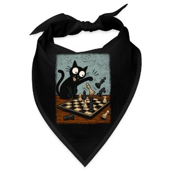  Katzen Schachspieler Schachspiel Schachbrett - Bandana - Schwarz - Vorne