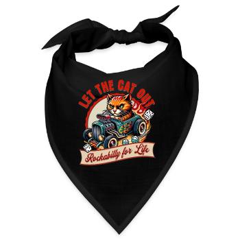 Let the cat out - Rockabilly Musik Hotrod Retro - Bandana - Schwarz - Vorne