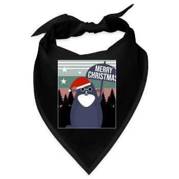 Merry Christmas Cat - Bandana - Schwarz - Vorne