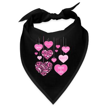 Hearts Bouquet - LOVE PEACE FREEDOM 2 - Bandana - Schwarz - Vorne