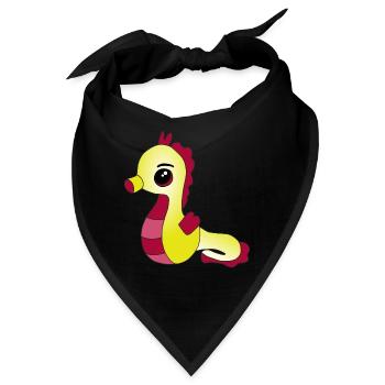 Knuffiges Seepferdchen - Bandana - Schwarz - Vorne