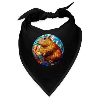 Capybara Mosaik aus Buntglas - Bandana - Schwarz - Vorne