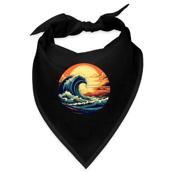Wellen des Ozeans - Bandana - Schwarz - Vorne