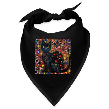 schwarze katze, katzen, bunt, tier, geschenk - Bandana - Schwarz - Vorne
