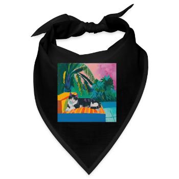 katze, katzen bunt, tier, geschenk, geschenkidee - Bandana - Schwarz - Vorne