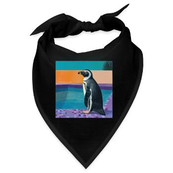 pinguin, bunt, tier, geschenk, geschenkidee - Bandana - Schwarz - Vorne