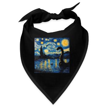 loch ness monster, nessie, van gogh, sternenacht - Bandana - Schwarz - Vorne