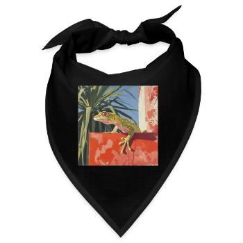gecko, echse, bunt, tier, geschenk, geschenkidee - Bandana - Schwarz - Vorne