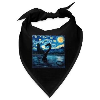loch ness monster, nessie, van gogh, sternenacht - Bandana - Schwarz - Vorne
