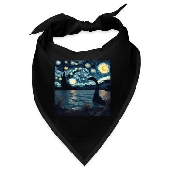 loch ness monster, nessie, van gogh, sternenacht - Bandana - Schwarz - Vorne