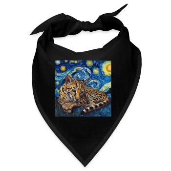 Ozelot, luchs, van gogh, sternennacht - Bandana - Schwarz - Vorne