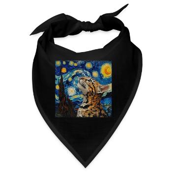 Ozelot, luchs, van gogh, sternennacht - Bandana - Schwarz - Vorne