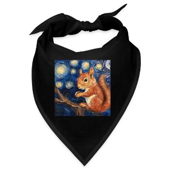 eichhörnchen, van gogh, sternennacht - Bandana - Schwarz - Vorne