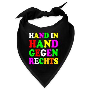 Hand in hand gegen rechts - Bandana - Schwarz - Vorne