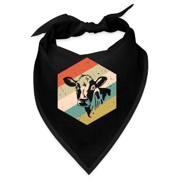 Kuh Retro Hintergrund Bauernhof - Bandana - Schwarz - Vorne