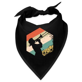 Posaune mit Blumen Retro Hintergrund - Bandana - Schwarz - Vorne
