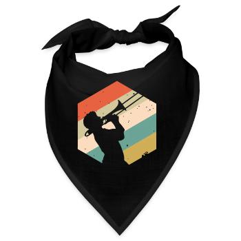 Posaune mit Retro Hintergrund - Bandana - Schwarz - Vorne