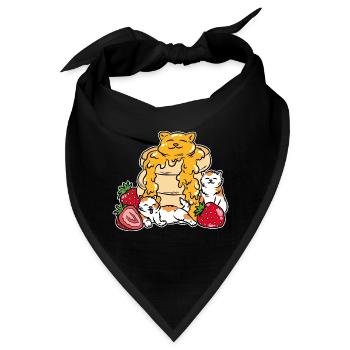 Kawaii Kitten Pfannkuchen mit Honig - Bandana - Schwarz - Vorne