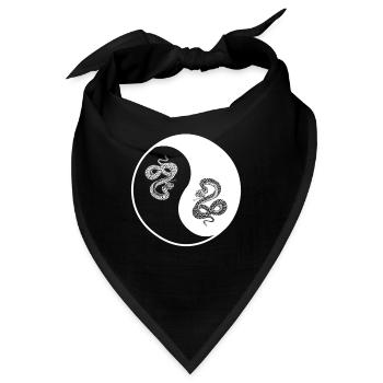Yin- und Yang-Schlangen auf schwarzem Hintergrund - Bandana - Schwarz - Vorne
