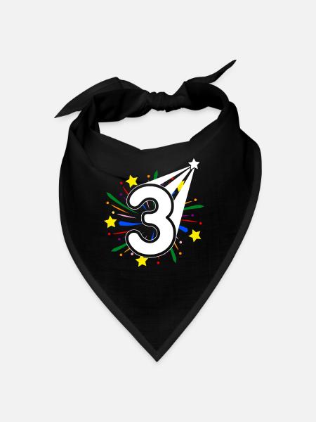 3 years old 3rd birthday party number 3 - Bandana - black - Front