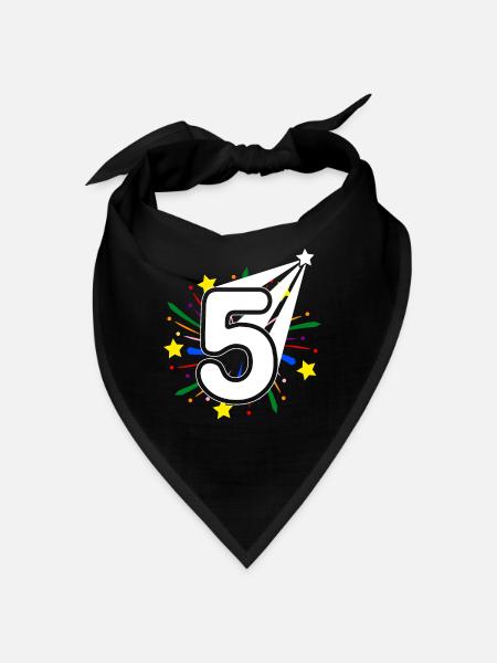 5 years old 5th birthday party number 5 - Bandana - black - Front