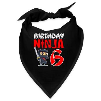 Birthday Ninja Für kleine Ninjas zum 6. Geburtstag - Bandana - Schwarz - Vorne