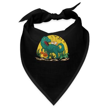 Funny Hamster Above T-Rex Halloween - Bandana - Schwarz - Vorne