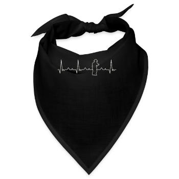 Feuerwehrmann mit Schlauch. Herz. Liebe. Ekg. - Bandana - Schwarz - Vorne
