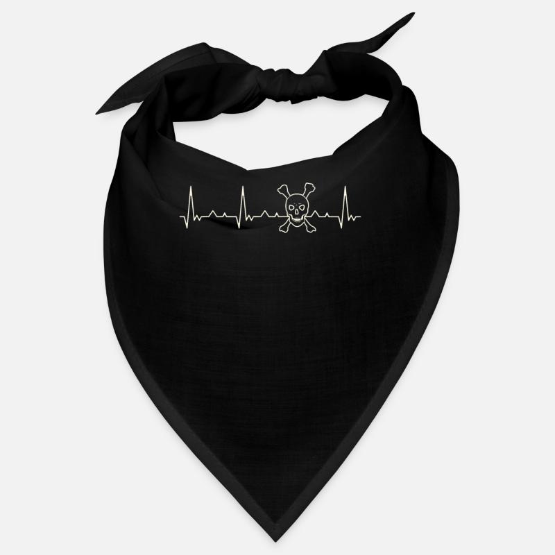 Calavera con huesos. Corazón. Amor. Ekg. Bandana