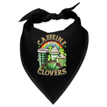 St. Patrick's Day Kaffee, Koffein und Klee - Bandana - Schwarz - Vorne