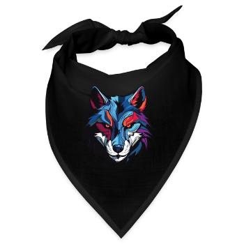 Wolf Kopf - Bandana - Schwarz - Vorne